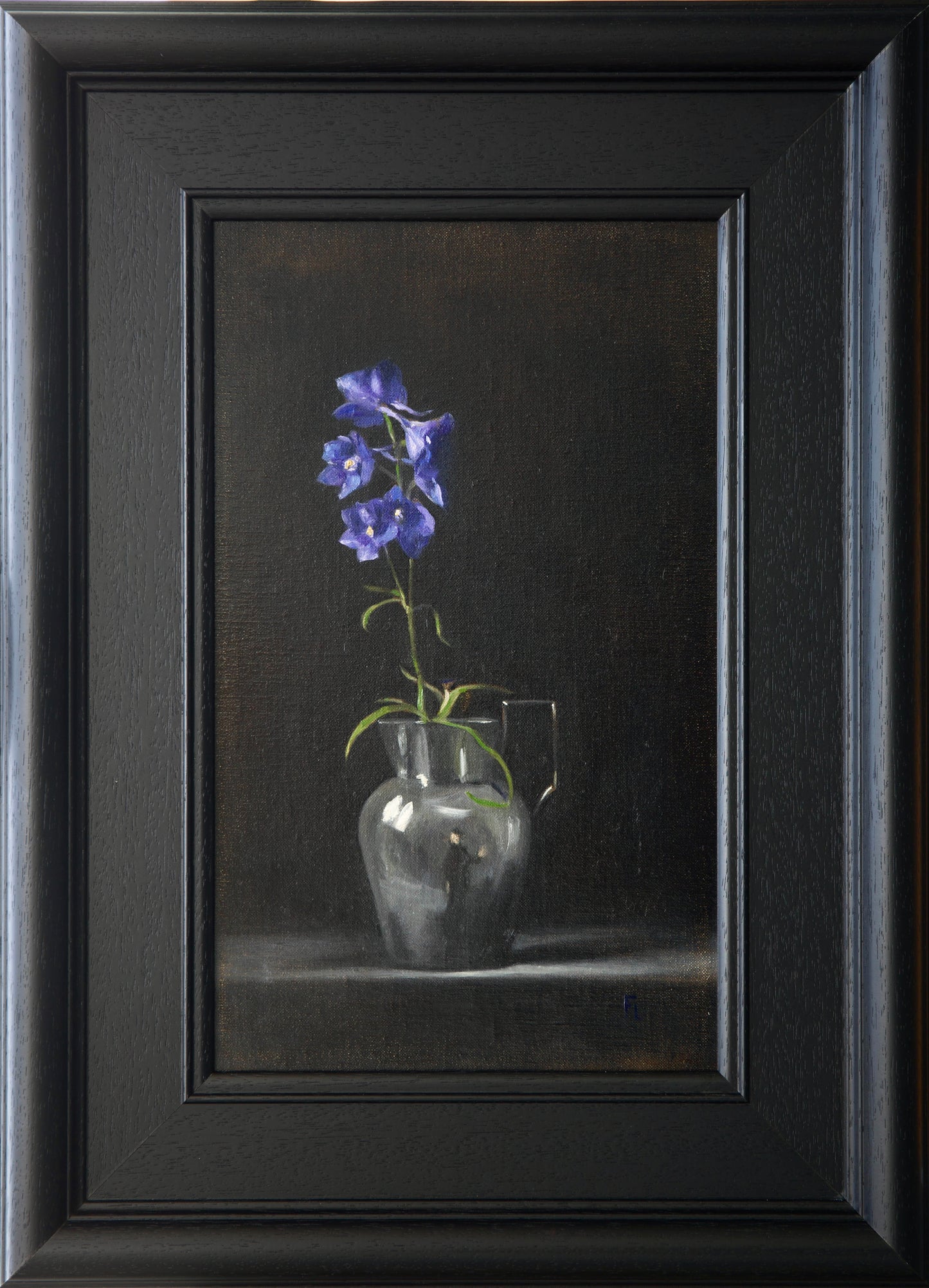 'Delphiniums in Vase with Artist Reflection' - Available Exclusively at Fotheringham Gallery